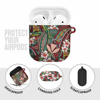Personalised Hawaii Tribal Humpback Whale AirPods Case Ulaula Hibiscus Seamless Pattern