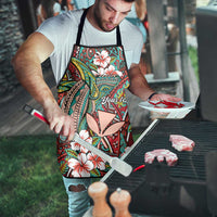 Personalised Hawaii Tribal Humpback Whale Apron Ulaula Hibiscus Seamless Pattern LT9 - Polynesian Pride