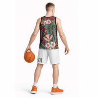 Personalised Hawaii Tribal Humpback Whale Basketball Jersey Ulaula Hibiscus Seamless Pattern LT9 - Polynesian Pride