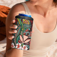 Personalised Hawaii Tribal Humpback Whale 4 in 1 Can Cooler Tumbler Ulaula Hibiscus Seamless Pattern LT9 - Polynesian Pride