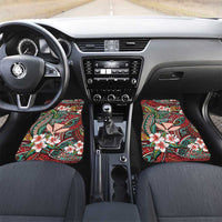 Personalised Hawaii Tribal Humpback Whale Car Mats Ulaula Hibiscus Seamless Pattern LT9 Set 2pcs - Front Red - Polynesian Pride