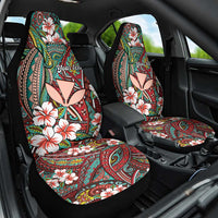 Personalised Hawaii Tribal Humpback Whale Car Seat Cover Ulaula Hibiscus Seamless Pattern