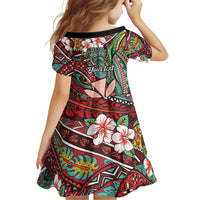 Personalised Hawaii Tribal Humpback Whale Family Matching Mermaid Dress and Hawaiian Shirt Ulaula Hibiscus Seamless Pattern