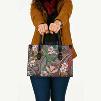 Personalised Hawaii Tribal Humpback Whale Leather Bag Ulaula Hibiscus Seamless Pattern