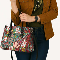 Personalised Hawaii Tribal Humpback Whale Leather Bag Ulaula Hibiscus Seamless Pattern