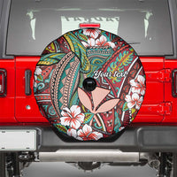 Personalised Hawaii Tribal Humpback Whale Spare Tire Cover Ulaula Hibiscus Seamless Pattern LT9 - Polynesian Pride