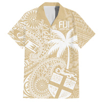 Custom Indo Fijians Family Matching Off Shoulder Maxi Dress and Hawaiian Shirt Fiji ke Hindustani Polyneisan Paisley Beige Style