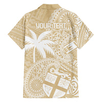 Custom Indo Fijians Family Matching Puletasi and Hawaiian Shirt Fiji ke Hindustani Polyneisan Paisley Beige Style