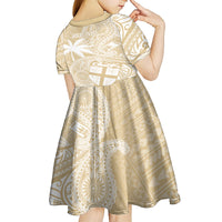 Custom Indo Fijians Kid Short Sleeve Dress Fiji ke Hindustani Polyneisan Paisley Beige Style