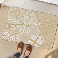 Custom Indo Fijians Rubber Doormat Fiji ke Hindustani Polyneisan Paisley Beige Style