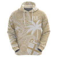 Custom Indo Fijians Zip Hoodie Fiji ke Hindustani Polyneisan Paisley Beige Style