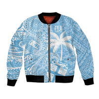 Custom Indo Fijians Bomber Jacket Fiji ke Hindustani Polyneisan Paisley Blue Style