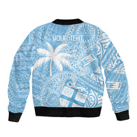 Custom Indo Fijians Bomber Jacket Fiji ke Hindustani Polyneisan Paisley Blue Style