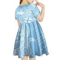 Custom Indo Fijians Kid Short Sleeve Dress Fiji ke Hindustani Polyneisan Paisley Blue Style