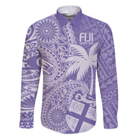 Custom Indo Fijians Family Matching Off The Shoulder Long Sleeve Dress and Hawaiian Shirt Fiji ke Hindustani Polyneisan Paisley Purple Style