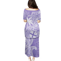 Custom Indo Fijians Family Matching Puletasi and Hawaiian Shirt Fiji ke Hindustani Polyneisan Paisley Purple Style