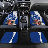 Blue Guam Hafa Adai Car Mats Tropical Flowers with Polynesian Pattern