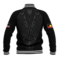 Queensland Maori Rugby Nga Hau e Wha Baseball Jacket Black Motif