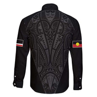 Queensland Maori Rugby Nga Hau e Wha Family Matching Long Sleeve Bodycon Dress and Hawaiian Shirt Black Motif