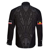 Queensland Maori Rugby Nga Hau e Wha Family Matching Short Sleeve Bodycon Dress and Hawaiian Shirt Black Motif