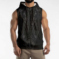 Queensland Maori Rugby Nga Hau e Wha Sleeveless Zip Hoodie Black Motif - Polynesian Pride