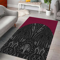 Queensland Maori Rugby Nga Hau e Wha Area Rug Maroon Motif