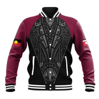 Queensland Maori Rugby Nga Hau e Wha Baseball Jacket Maroon Motif