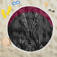 Queensland Maori Rugby Nga Hau e Wha Beach Blanket Maroon Motif