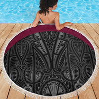 Queensland Maori Rugby Nga Hau e Wha Beach Blanket Maroon Motif