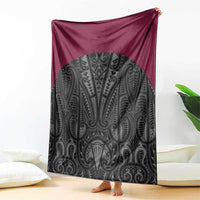 Queensland Maori Rugby Nga Hau e Wha Blanket Maroon Motif