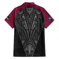 Queensland Maori Rugby Nga Hau e Wha Family Matching Off Shoulder Maxi Dress and Hawaiian Shirt Maroon Motif