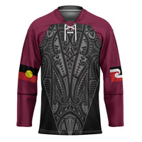 Queensland Maori Rugby Nga Hau e Wha Hockey Jersey Maroon Motif LT9 Unisex Maroon - Polynesian Pride