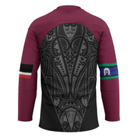 Queensland Maori Rugby Nga Hau e Wha Hockey Jersey Maroon Motif LT9 - Polynesian Pride