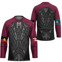 Queensland Maori Rugby Nga Hau e Wha Hockey Jersey Maroon Motif LT9 - Polynesian Pride