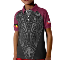 Queensland Maori Rugby Nga Hau e Wha Kid Polo Shirt Maroon Motif