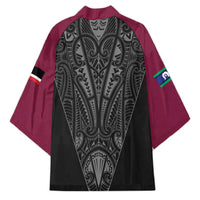 Queensland Maori Rugby Nga Hau e Wha Kimono Maroon Motif - Polynesian Pride