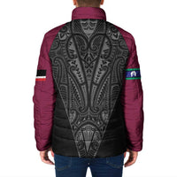 Queensland Maori Rugby Nga Hau e Wha Padded Jacket Maroon Motif - Polynesian Pride