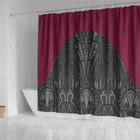 Queensland Maori Rugby Nga Hau e Wha Shower Curtain Maroon Motif