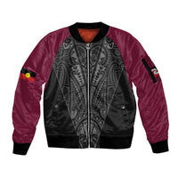 Queensland Maori Rugby Nga Hau e Wha Sleeve Zip Bomber Jacket Maroon Motif