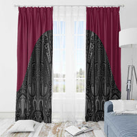 Queensland Maori Rugby Nga Hau e Wha Window Curtain Maroon Motif