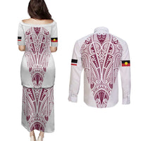 Queensland Maori Rugby Nga Hau e Wha Couples Matching Puletasi and Long Sleeve Button Shirt White Motif