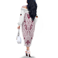 Queensland Maori Rugby Nga Hau e Wha Family Matching Off The Shoulder Long Sleeve Dress and Hawaiian Shirt White Motif