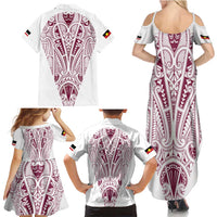 Queensland Maori Rugby Nga Hau e Wha Family Matching Summer Maxi Dress and Hawaiian Shirt White Motif