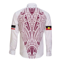 Queensland Maori Rugby Nga Hau e Wha Long Sleeve Button Shirt White Motif