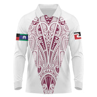 Queensland Maori Rugby Nga Hau e Wha Long Sleeve Polo Shirt White Motif