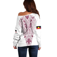 Queensland Maori Rugby Nga Hau e Wha Off Shoulder Sweater White Motif