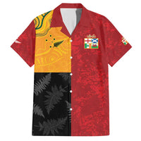 Custom British Lions-AUNZ Family Matching Short Sleeve Bodycon Dress and Hawaiian Shirt Australia-New Zealand Indigenous Motif LT9 Dad's Shirt - Short Sleeve Red - Polynesian Pride