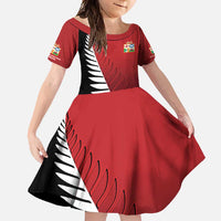 Custom British Lions New Zealand Family Matching Off Shoulder Maxi Dress and Hawaiian Shirt Half Black Fern