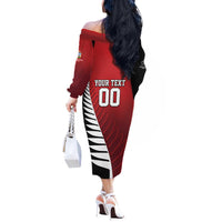 Custom British Lions New Zealand Off The Shoulder Long Sleeve Dress Half Black Fern