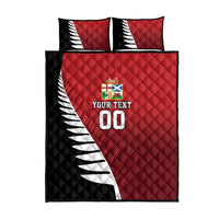 Custom British Lions New Zealand Quilt Bed Set Half Black Fern